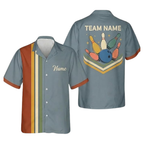 Custom Retro Black Bowling Hawaiian Shirt For Men, Custom Retro Bowling Team Shirts BZ0374