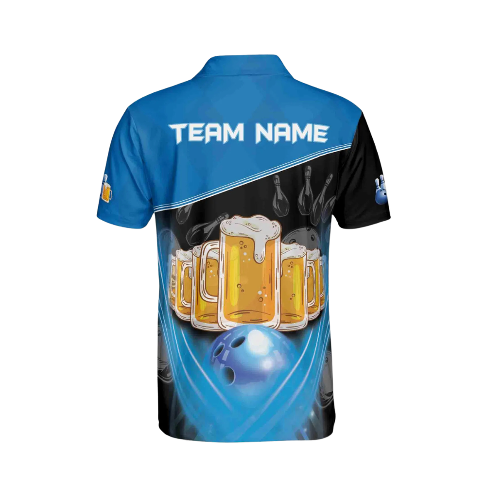 Custom Beer Bowling Polo Shirt Mens, Custom Beer Bowling Team Shirts BE0034