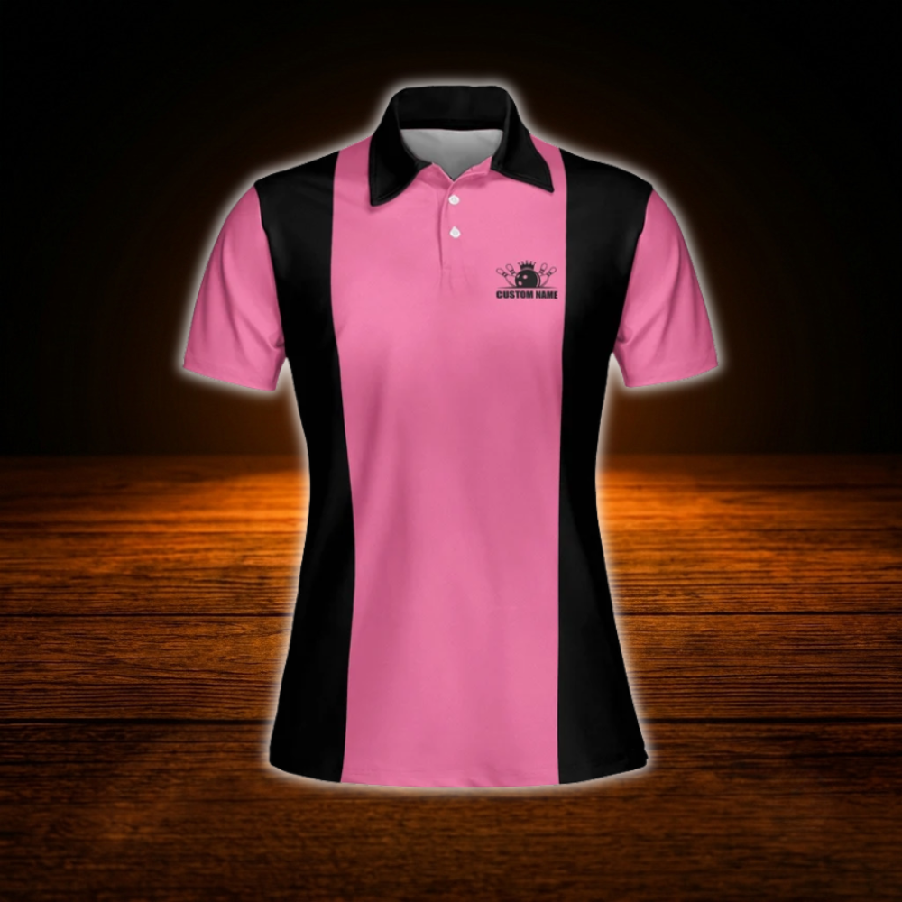 Custom Queen Pins Polo Bowling Shirts Women, Custom Funny Women Bowling Shirts