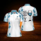Personalized Swing Swear Drink Repeat Wine Women  Golf Polo Shirts, Custom Funny Golf Shirts For Ladies