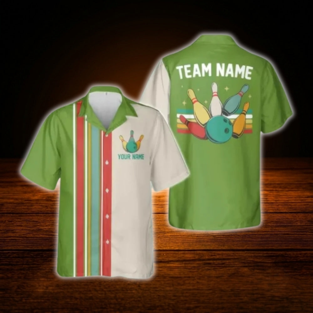 Custom Retro Bowling Hawaiian Shirt For Men Women, Custom Retro Bowling Shirt For Team