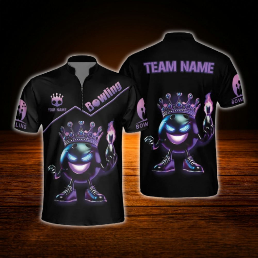 Custom Flame King Ball Bowling Men Jersey, Custom Flame Bowling Shirt Team