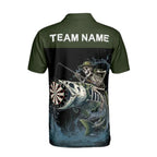 Custom Men's Skull Fishing Darts Polo Shirt, Custom Skull Darts Team Shirts DE0058
