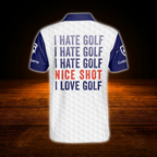 I Hate Golf Nice Shot I Love Golf Custom Men's USA Flag Golf Polo Shirt, Custom Funny Golf Shirt