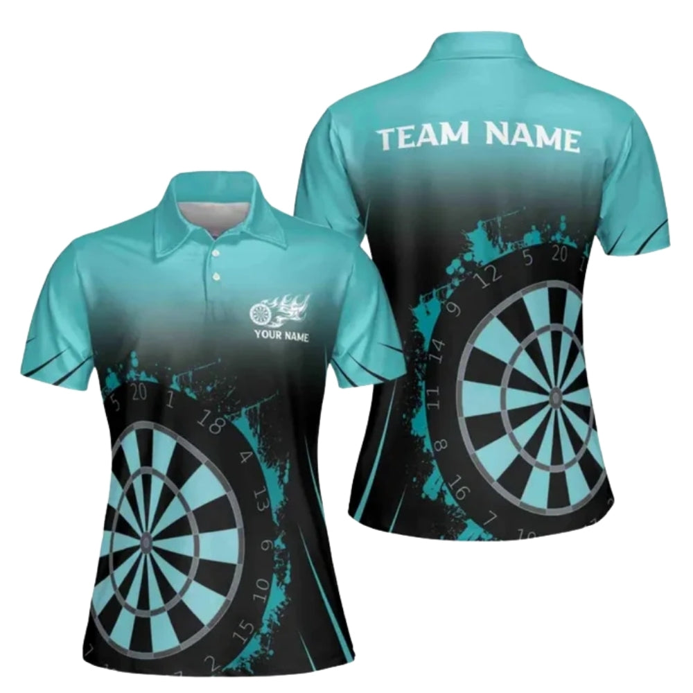Custom Team Black And Pink Darts Polo Shirts For Women, Custom Ladies Darts Shirts DE0059
