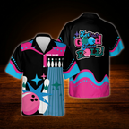 Custom Let The Good Times Roll Bowling Hawaiian Shirt, Custom Funny Bowling Shirt Pink Black