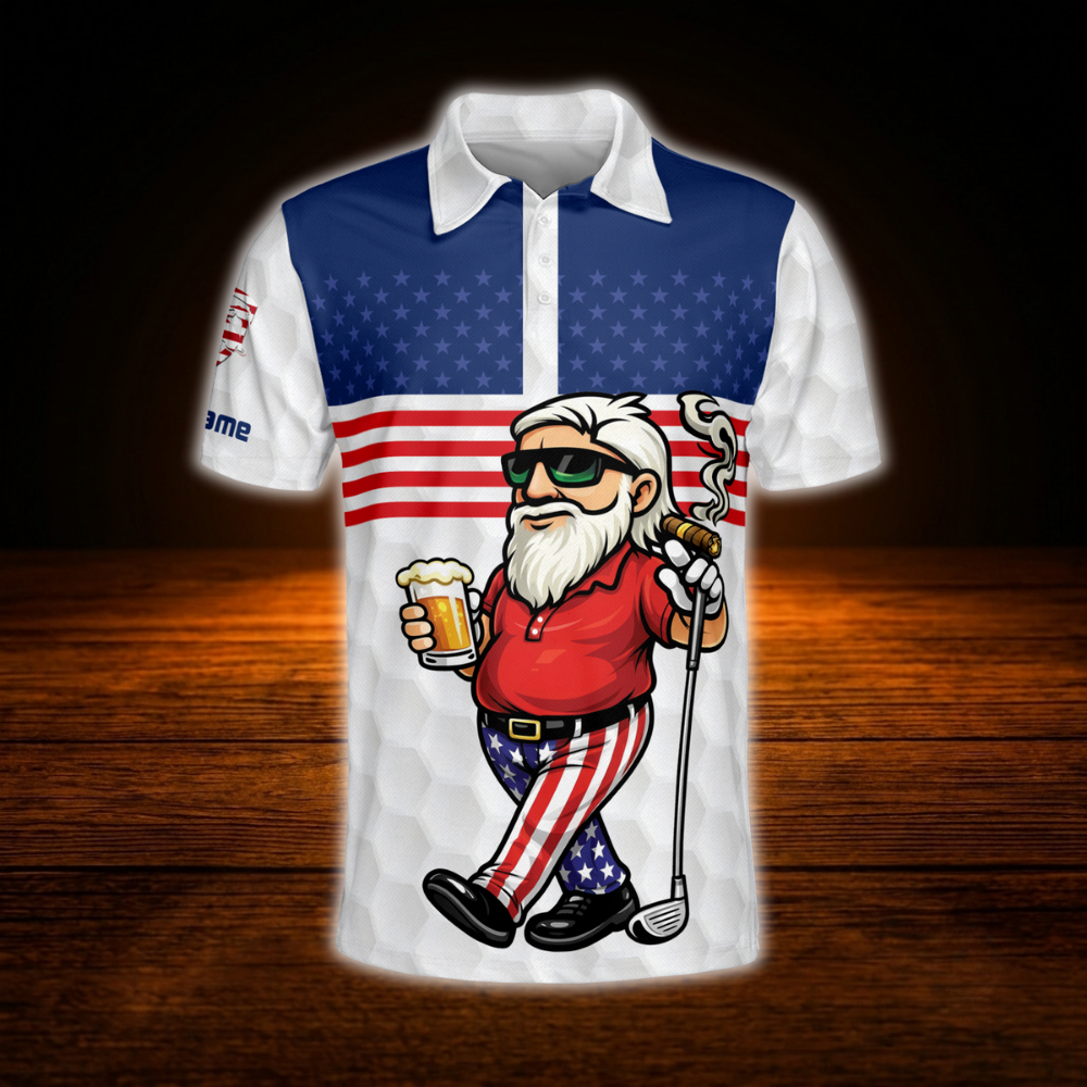 I Put It In Every Hole Custom Old Man Golf Polo Shirt USA Flag, Custom Funny Golf Shirt