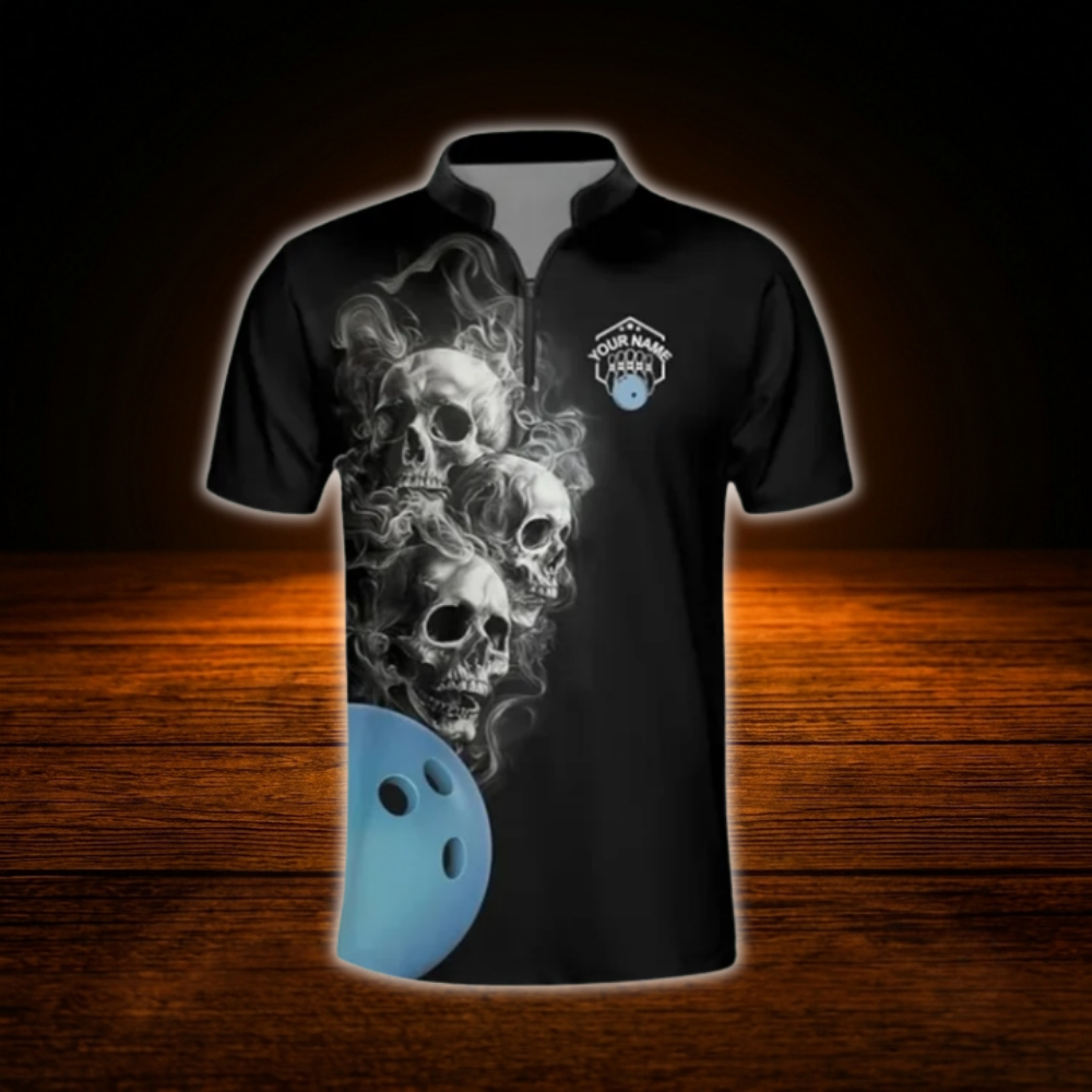 Hello Darkness My Old Friend I've Come To Play With You Again Custom Skeleton Men Bowling Jersey, Custom Funny Skulll Bowling Shirt