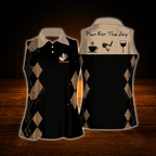 Plan For The Day Personalized Leopard Ladies Sleeveless Golf Shirts, Custom Leopard Golf Shirt