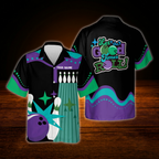 Custom Let The Good Times Roll Bowling Hawaiian Shirt, Custom Funny Bowling Shirt Pink Black
