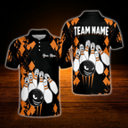 Funny Pins And Ball Custom Argyle Bowling Men Polo Shirt, Custom Funny Bowling Shirt Team