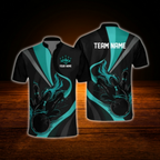 Custom Flame Red Black Bowling Men Jersey, Custom Flame Bowling Team Shirt