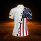Custom American Flag Golf Polo Shirts For Women, Custom Patriotic Golf Shirts For Ladies