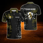 Custom Skull 8 Ball Billiard Men Polo Shirt Black Blue, Custom Team Skull Billiard Shirt