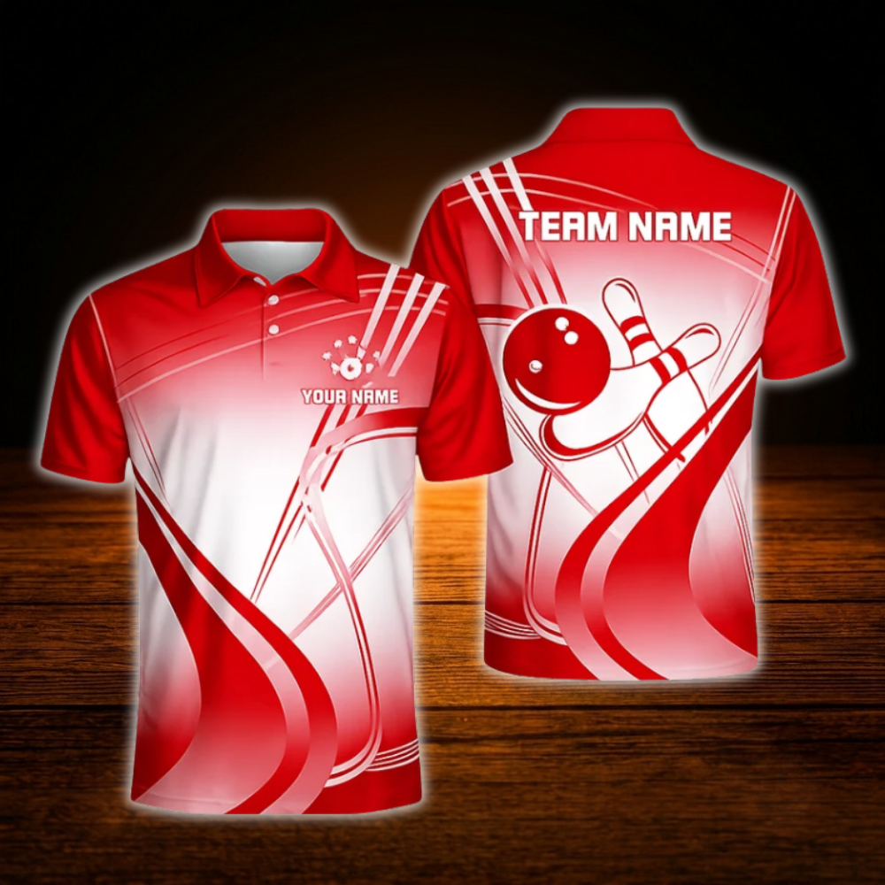 Custom Cyan Team Bowling Mens Polo Shirts, Custom Team Bowling Shirts