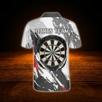 Custom Team Grey White Dart Polo Shirt For Men, Custom Darts Shirt