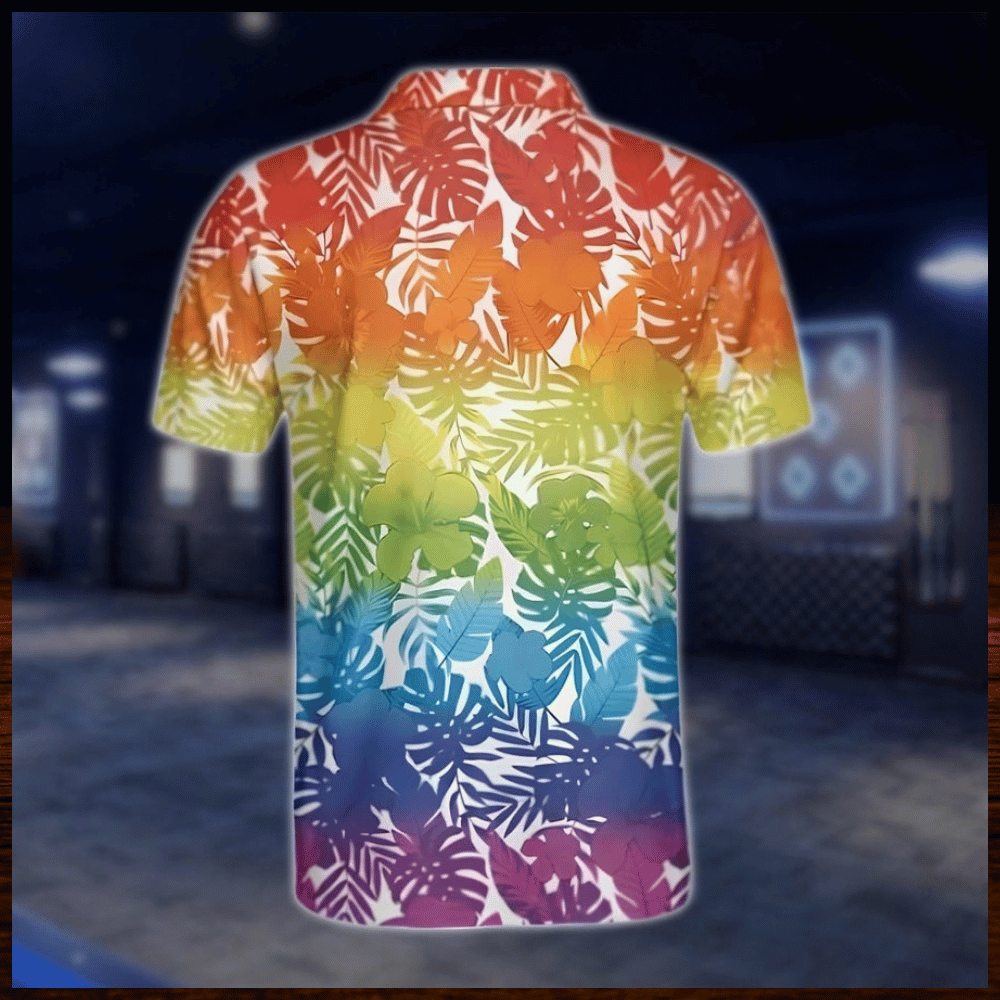 Men's Rainbow Tropical Golf Polo Shirts, LGBT Pride Golf Shirts