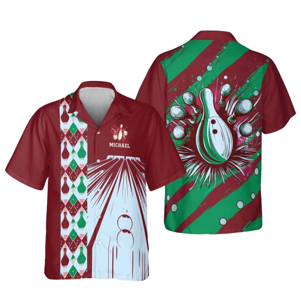 Custom Vintage Bowling Hawaiian Shirt For Men, Custom Vintage Argyle Bowling Team Shirts BE0009