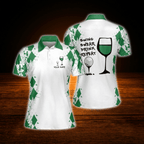 Personalized Swing Swear Drink Repeat Wine Women  Golf Polo Shirts, Custom Funny Golf Shirts For Ladies