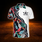 Multicolor Pins Custom Team Bowling Polo Shirt For Men, Custom Bowling Team Shirt