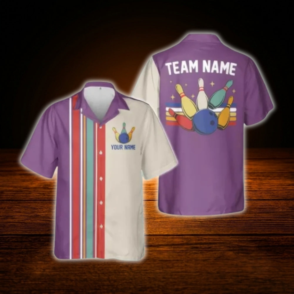 Custom Retro Bowling Hawaiian Shirt For Men Women, Custom Retro Bowling Shirt For Team