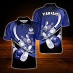 Red And Black Custom Team Bowling Polo Shirt For Men, Custom Bowling Team Shirt