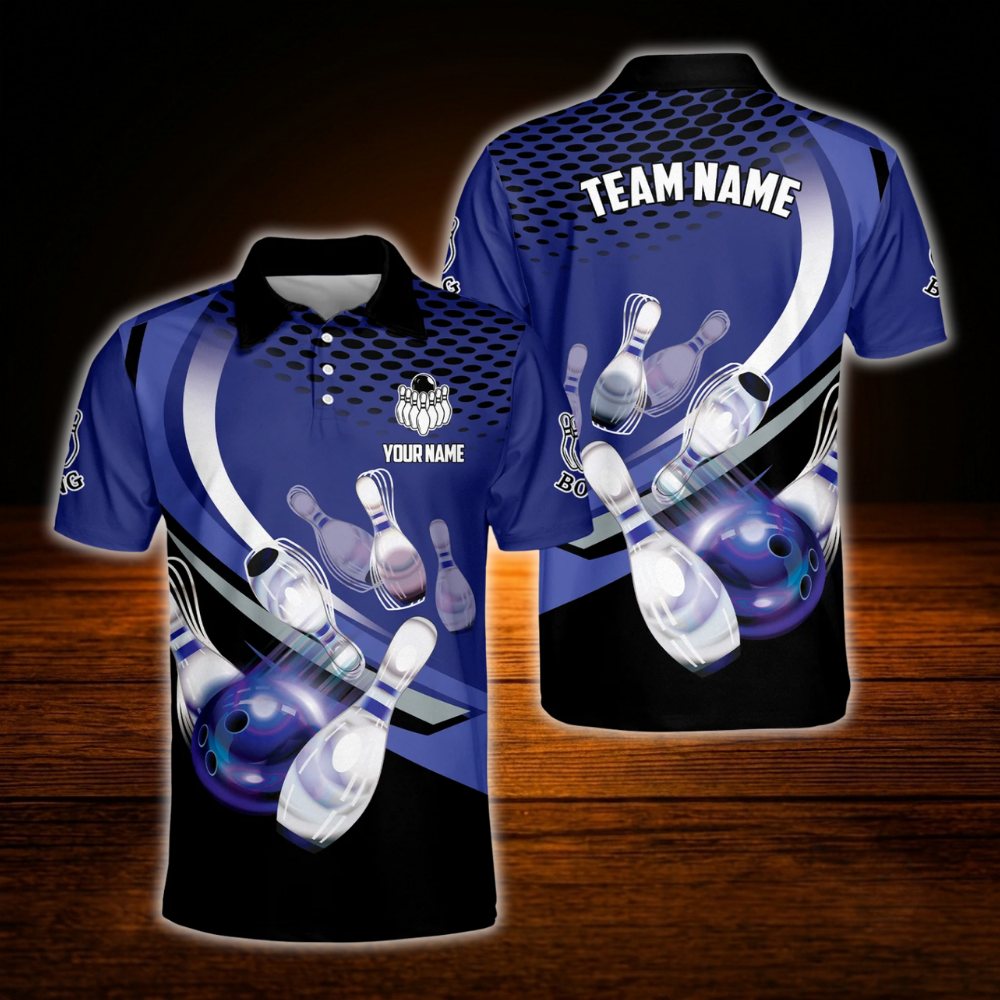 Red And Black Custom Team Bowling Polo Shirt For Men, Custom Bowling Team Shirt