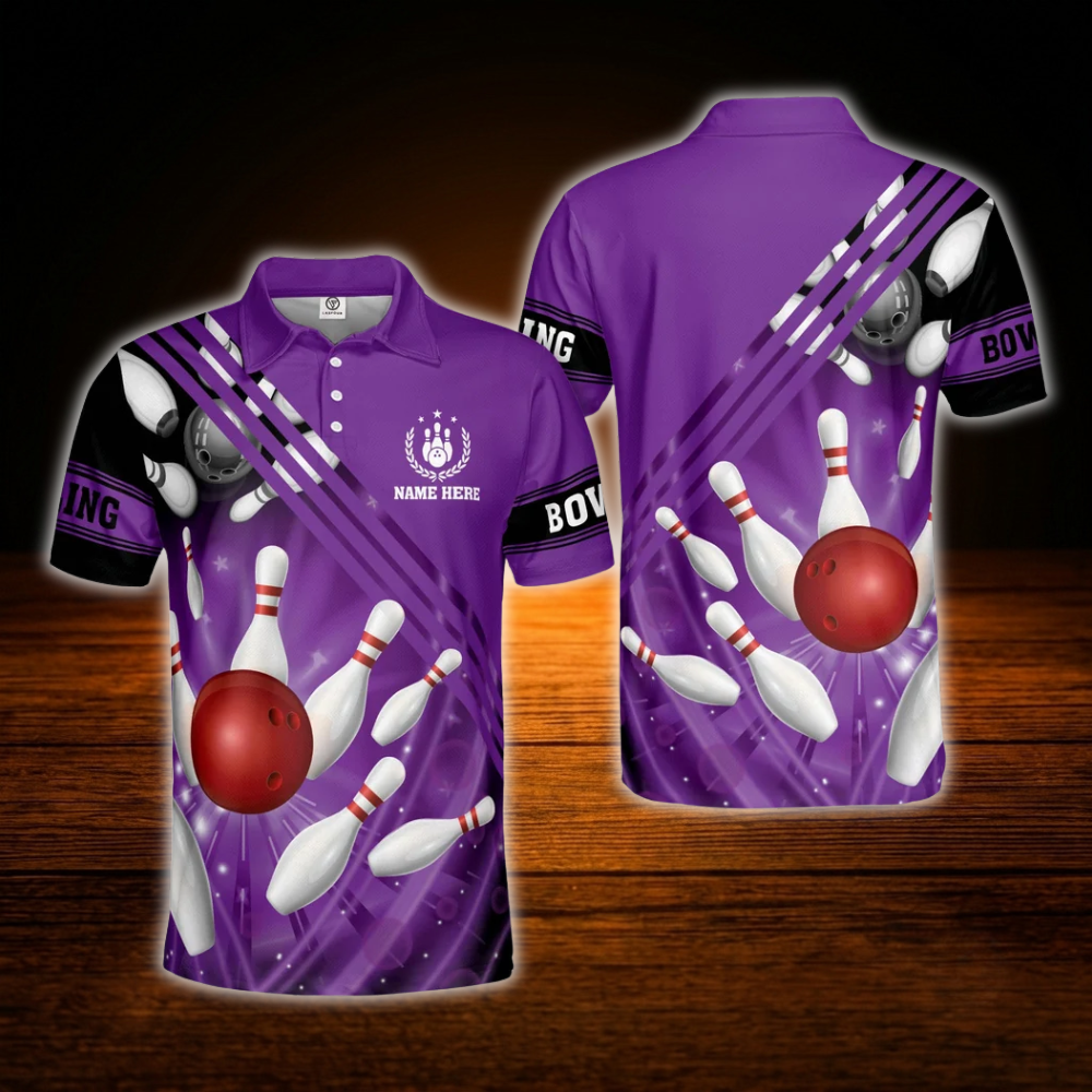 Custom Red Bowling Polo Shirts For Men, Custom Bowling Shirts