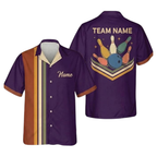 Custom Retro Black Bowling Hawaiian Shirt For Men, Custom Retro Bowling Team Shirts BZ0374