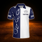 Sometimes I Can Almost Hear The Ten Pins Laughing Custom Men White Navy Bowling Polo Shirt, Custom Funny Bowling Shirt For Team