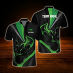 Custom Flame Red Black Bowling Men Jersey, Custom Flame Bowling Team Shirt