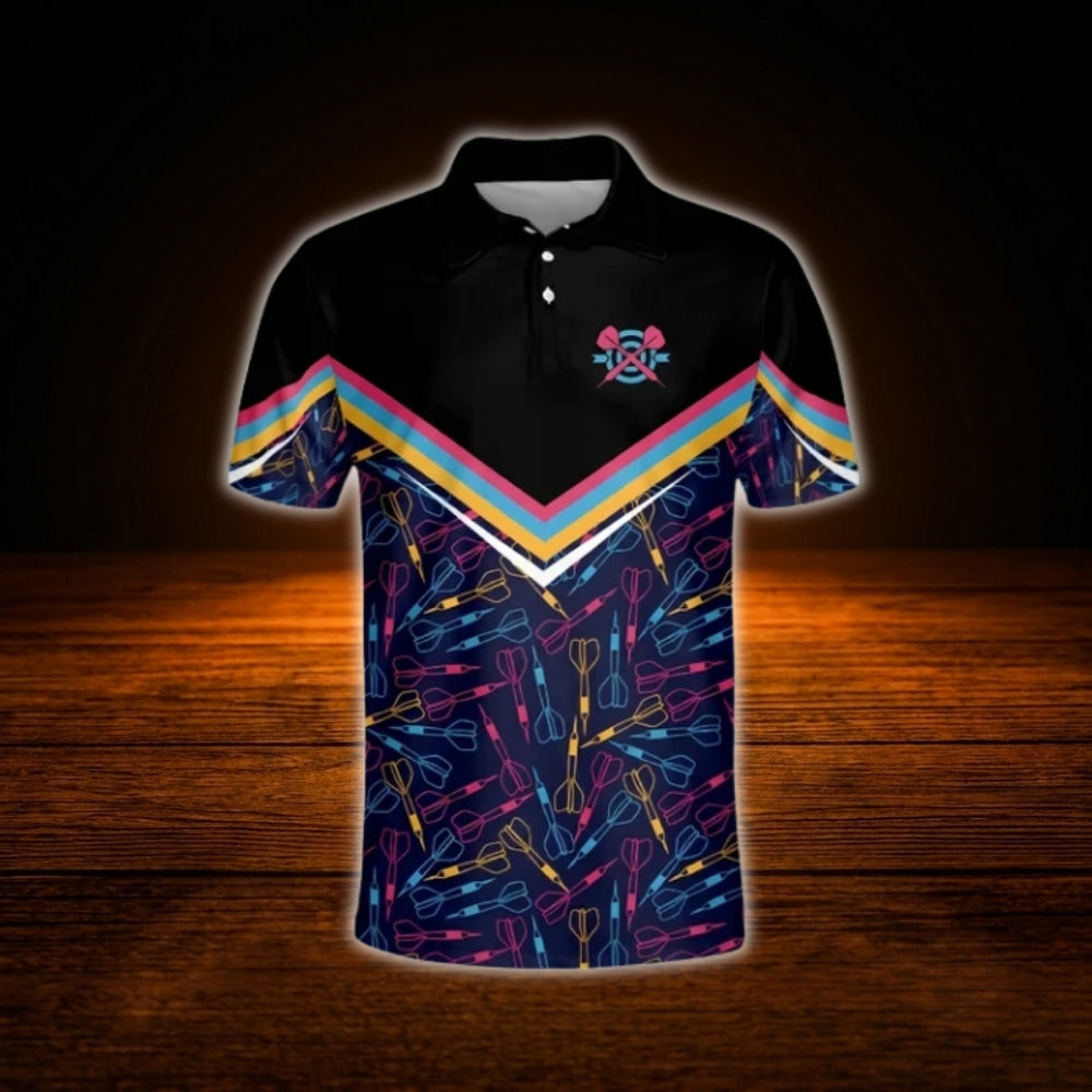 Custom Team Dart Pattern Darts Polo Shirt For Men, Custom Darts Team Shirt
