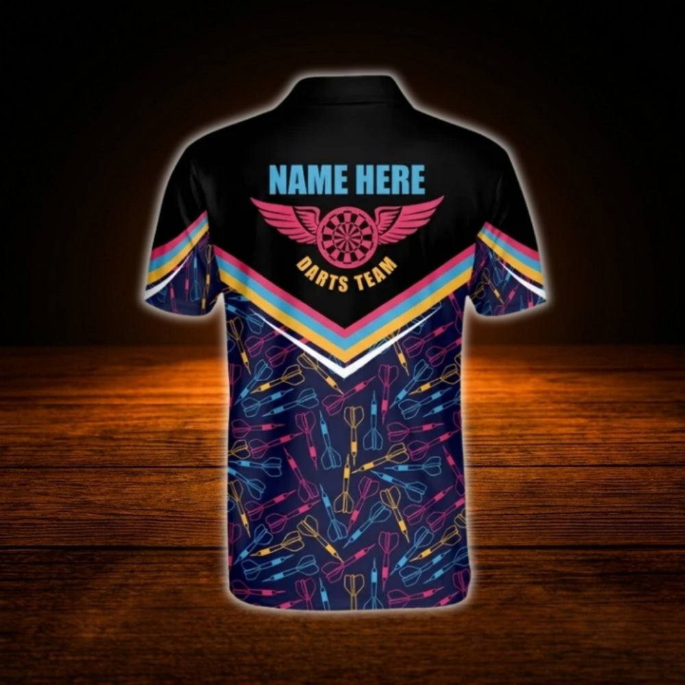 Custom Team Dart Pattern Darts Polo Shirt For Men, Custom Darts Team Shirt