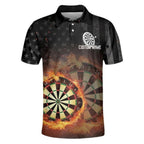 Custom Flaming Dartboard Polo Shirt For Men, Custom Flame Darts Team Shirts DE0072