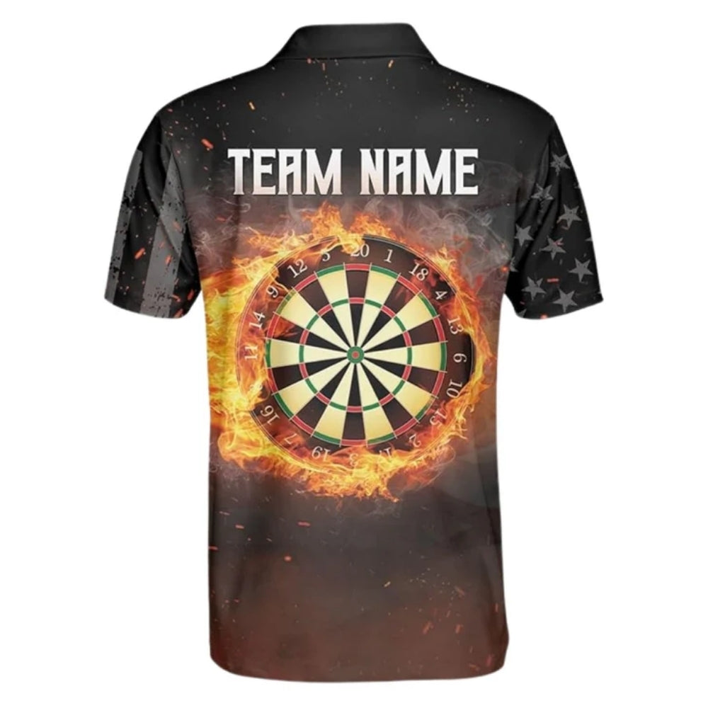 Custom Flaming Dartboard Polo Shirt For Men, Custom Flame Darts Team Shirts DE0072