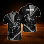 Custom Flame Red Black Bowling Men Jersey, Custom Flame Bowling Team Shirt