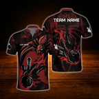 Men's Custom Red Spider Bowling Jersey, Custom Spider Team Bowling Shirt