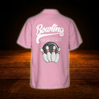 Custom Vintage Pink Blue Bowling Hawaiian Shirt, Custom Team Bowling Shirt Vintage