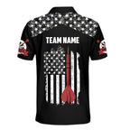 Custom American Flag Dart Polo Shirt Mens, Custom Patriotic Darts Team Shirts DZ0018