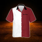 Custom Maroon White Bowling Hawaiian Shirt, Custom Vintage Red Bowling Team Shirt