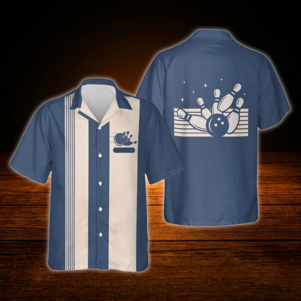 Custom Vintage Bowling Hawaiian Shirt Black Beige, Custom Vintage Bowling Shirt Team