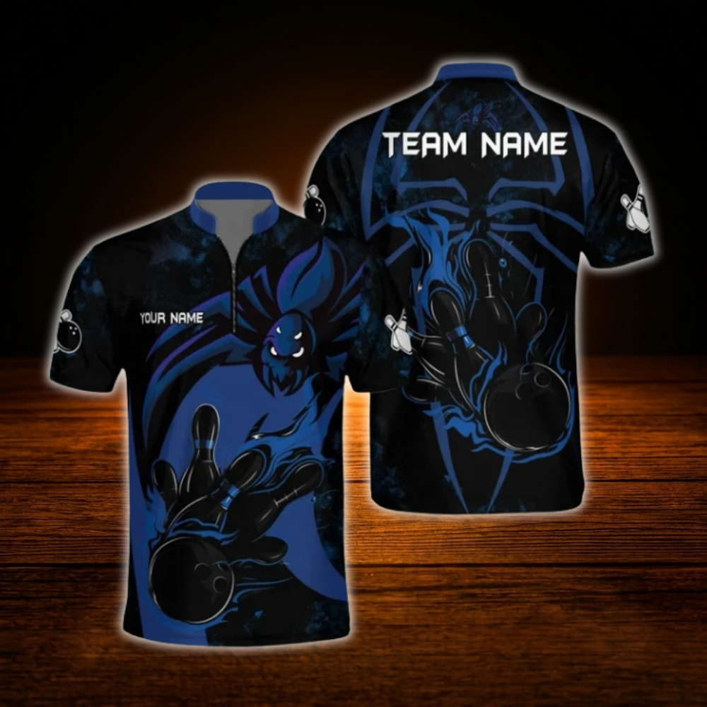 Men's Custom Red Spider Bowling Jersey, Custom Spider Team Bowling Shirt