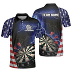 Custom USA Flag Mens Darts Polo Shirts , Custom Patriotic Darts Team Shirts DZ0019