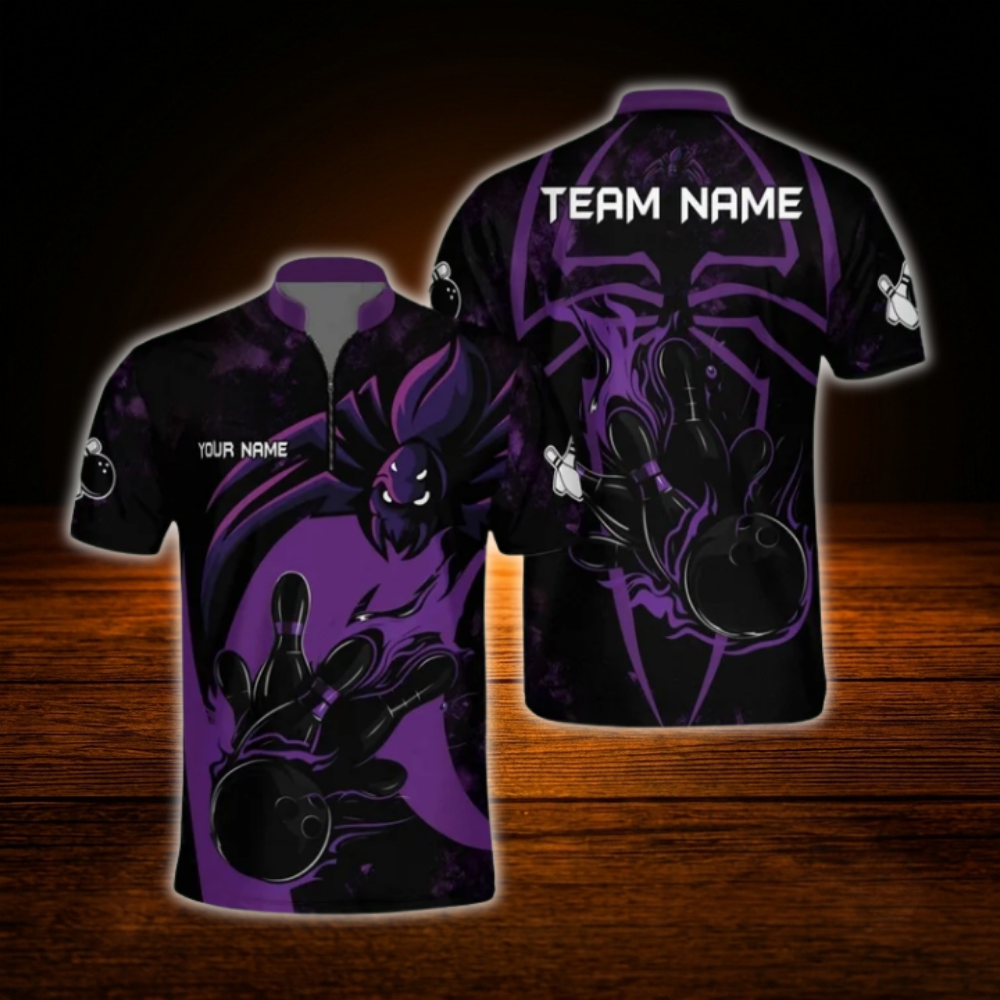 Men's Custom Red Spider Bowling Jersey, Custom Spider Team Bowling Shirt