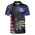 Custom USA Flag Mens Darts Polo Shirts , Custom Patriotic Darts Team Shirts DZ0019