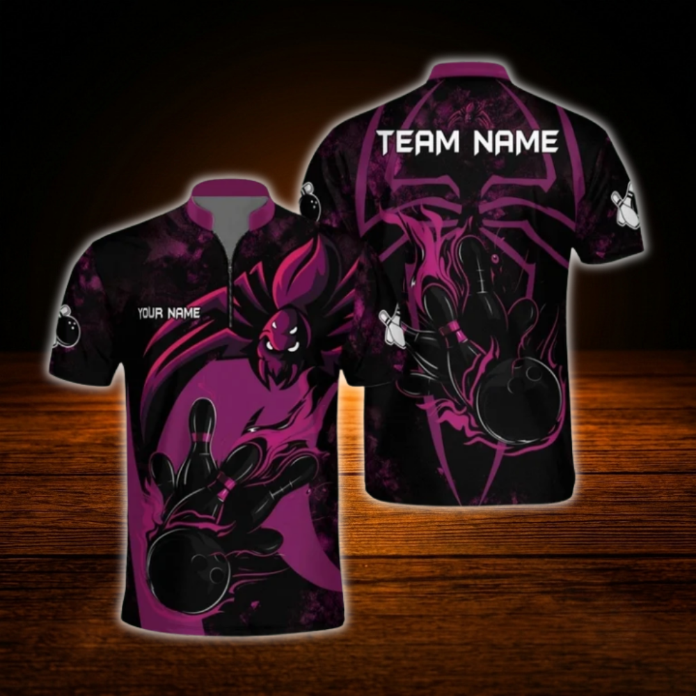 Men's Custom Red Spider Bowling Jersey, Custom Spider Team Bowling Shirt