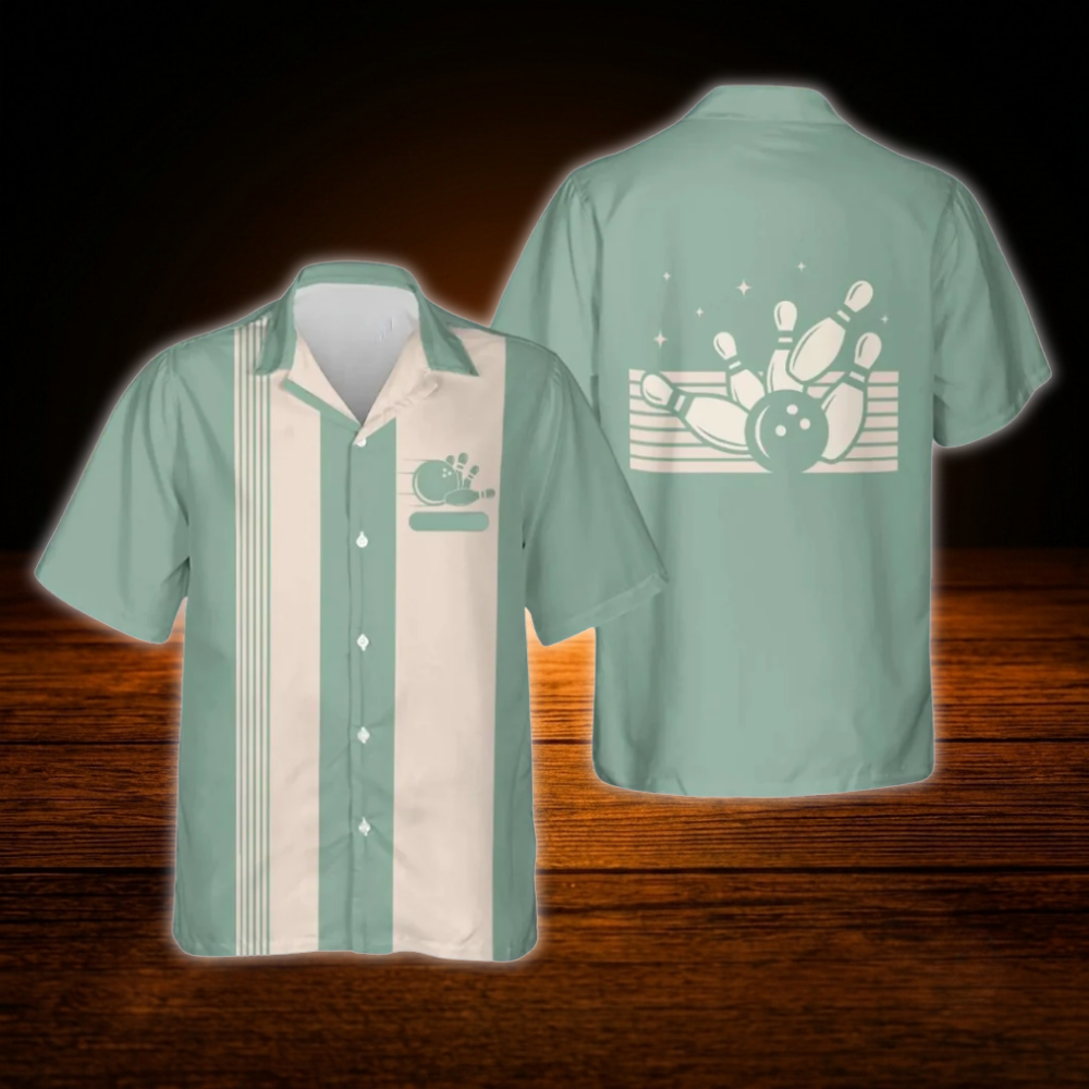 Custom Vintage Bowling Hawaiian Shirt Black Beige, Custom Vintage Bowling Shirt Team