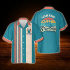 Custom Teal Vintage Bowling Hawaiian Shirt For Men Women, Custom Vintage Team Bowling Shirt