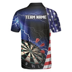 Custom USA Flag Mens Darts Polo Shirts , Custom Patriotic Darts Team Shirts DZ0019