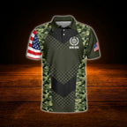 Custom Camo USA Flag Dart Men Polo Shirt, Custom Camo Dart Team Shirt
